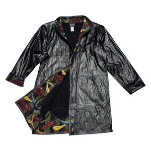 KOOS OF COURSE! Feathers Vinyl Waterproof Vintage 90s Rain Jacket Coat Medium